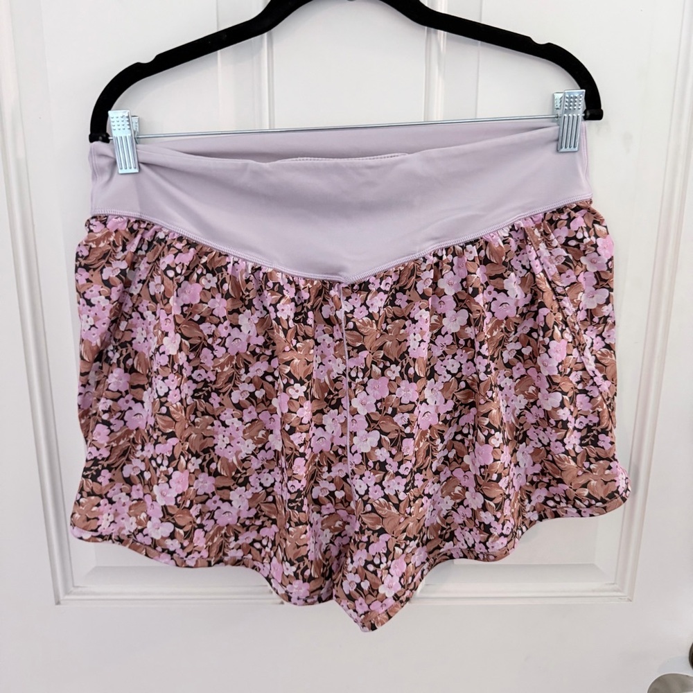 Offline by Aerie Running Shorts XL | Lilac Floral Lightweight